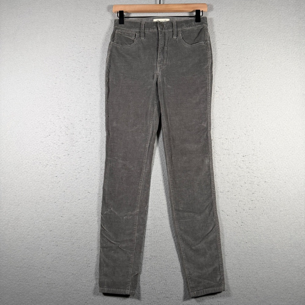 Madewell 10 High‎ Rise Skinny Corduroy Pants Grey Size 25 Tapered Stretch